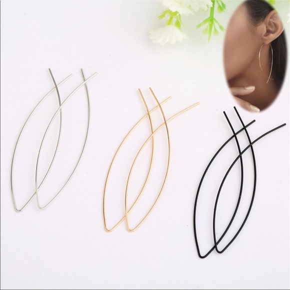 Gold wire earrings fish shaped - Picture 3 of 3